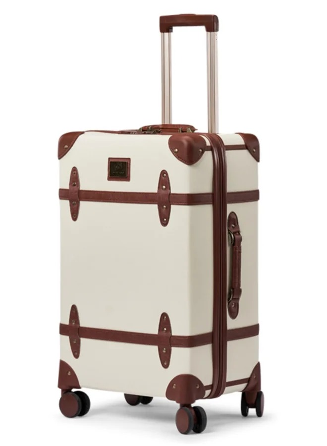 LIMRA 20-Inch Premium Leather Travel Luggage - Cabin Carry-on Suitcase with 360° Spinner Wheels, Lightweight